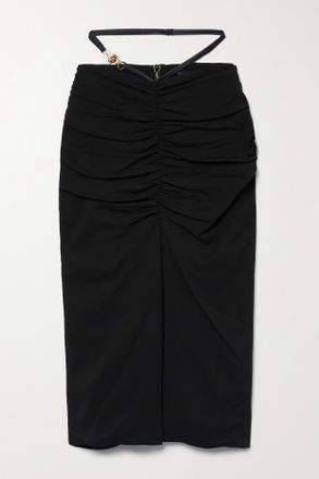 Versace Gonna Midi In Cr&ecirc;pe Con Ruches Ed Elementi Decorativi - Nero