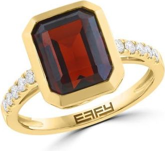 Effy 14K Yellow Gold Diamond & Garnet Bezel Ring in 14K Gold at Nordstrom, Size 7