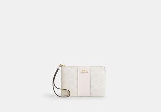 Coach Womens Corner Zip Wristlet in White | PVC