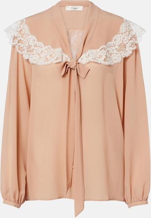 Chlo&eacute; Chlo&eacute; Blusa in georgette di seta con pizzo