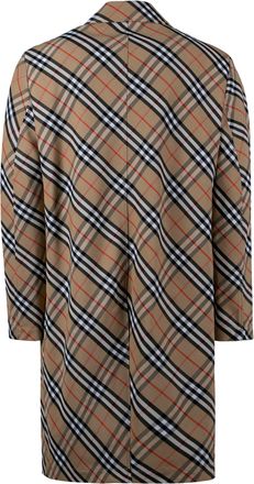 Burberry Mens Car Coat Sand Check Polyester Raincoats