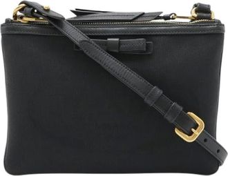 Prada Pre-owned Cross Body Bags, female, Black, Size: ONE SIZE Pre-owned Logo Jacquard Leather 2way Shoulder Bag