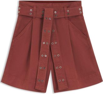BOSS Eyelet-belt shorts in stretch cotton