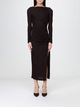 Hanita Draped Lurex Jersey Midi Sheath Dress with Side Slit