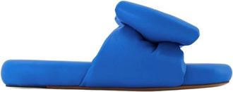 Off-white Bow Padded Slides - Dames - Sandalen - Blauw - 35 EU - Leer - Schoenen