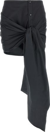The Attico Black Cotton Long Womens Skirt