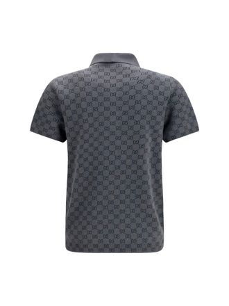 Gucci Mens Gg Jacquard Wool And Silk Polo Shirt New Grey-Rock Ovis Aries Grey/rock Aries; T-shirts Polos