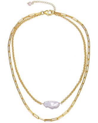 Genevive 14K Over Silver 20-22Mm Pearl Necklace