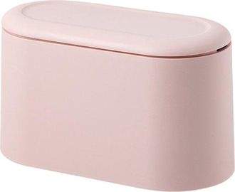 No Brand Papelera De Sobremesa Con Tapa De Pomo, Compacta Y Elegante, De Pl&aacute;stico, Ideal Para Ba&ntilde;os Y Oficinas. Medidas: 22 X 11 X 13 Cm. Color: Rosa