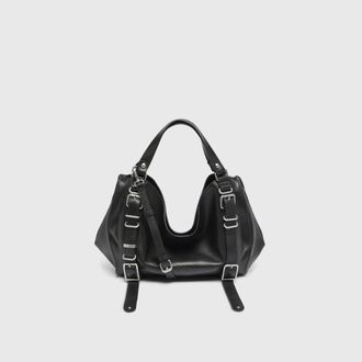 Diesel D-One-Medium top-handle bag in treated leather - Handbags - Unisex - Black
