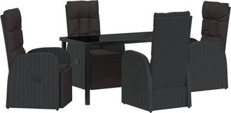 vidaXL Garden Dining Set with Cushion 5 pcs Black Poly Rattan Vidaxl