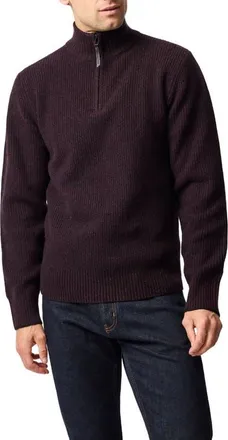 Rodd & Gunn Robbies Road Quarter Zip Sweater in Black Fig at Nordstrom, Size Xxx-Large