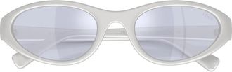 Polo Ralph Lauren Geglazuurde Ovalen Zonnebril - Heren - Zonnebrillen - Wit - 55 MM - Accessoires