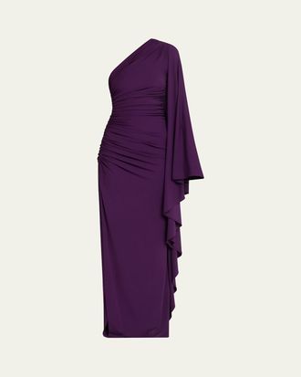Michael Kors Draped One-Shoulder Column Gown