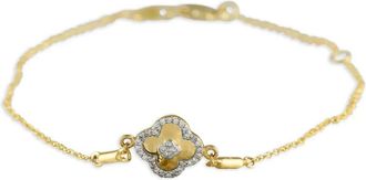 Luxury Bazaar Bracciale Quatrefoil in oro giallo 14 carati con diamanti