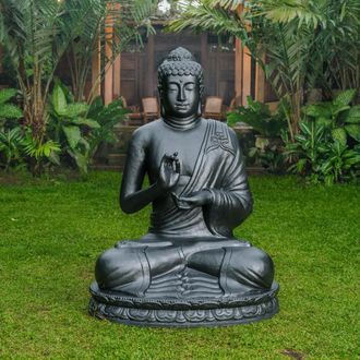 Wanda Collection Wanda Collection - Estatua Jard&iacute;&shy;n Buda Sentado De Fibra De Vidrio Posici&oacute;n Chakra 150 Cm Negra