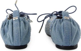Ganni Womens Eyelet Cotton Ballerina Blue