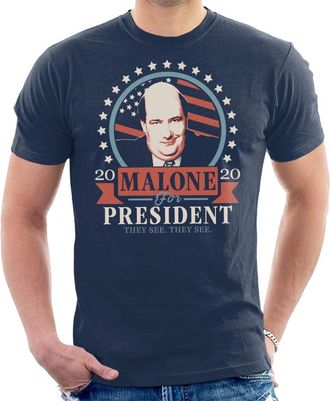 Cloud City 7 The Office US Kevin Malone for President Mens T-Shirt Navy Blue