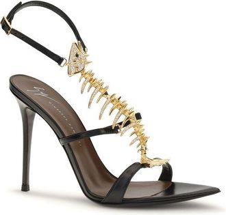 Giuseppe Zanotti Womens Crystal-Embellished Stiletto Black Calf Leather Bos