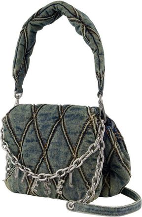 Diesel Womens Char- D Small Shoulder Bag - Diesel Cotton Blue Grey Shoulder-Hobo-Bags
