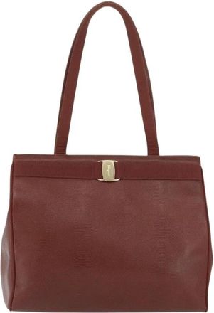 Ferragamo Pre-owned Tote Bags, female, Brown, Size: ONE SIZE Pre-owned Vintage Leather Tote Bag