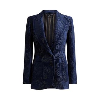Etro Etro, Blazers, female, Blue, Size: M Velvet Jacquard Jacket