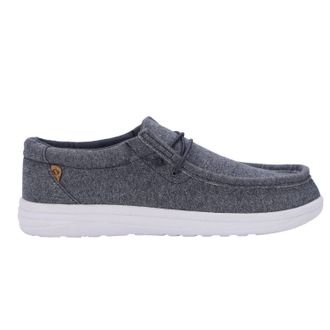 Lamofootwear Mens Paul Canvas Deck Shoe In Blue Jersey