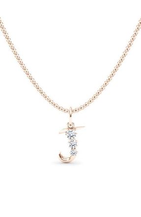 HauteCarat Graduated Lab Created Diamond Initial Letter Pendant Necklace in J - 18K Rose Gold at Nordstrom