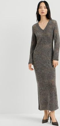 Brunello Cucinelli Lace flowers knit dress in sparkling mohair and virgin wool in Lead at Nordstrom, Size Xx-Small