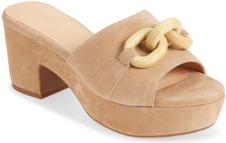Chocolat Blu Grecia Platform Slide Sandal in Latte Suede at Nordstrom, Size 8.5