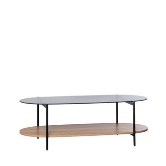 Klast Mesa de centro fija de cristal natural-negro 120x40 cm