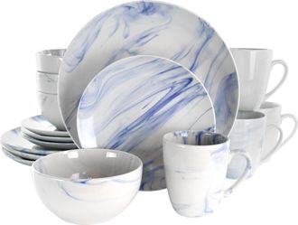 Elama Fine Marble 16 Piece Porcelain Dinnerware Set