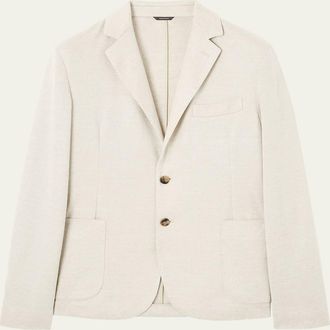 Loro Piana Mens Linen and Wool Pique Single-Breasted Sport Coat