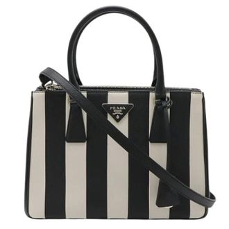 Prada Pre-owned Saffiano Leather Galleria Stripe Triangle Handbag - Dames - Pre-owned - Veelkleurig - Maat: ONE Size Leer