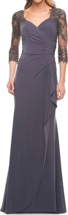 La Femme Evening Dress In Grey