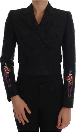 Dolce & Gabbana Luxe Brokaat Blazer Jas - Dames - Blazers - Zwart - M - Leer - Jassen