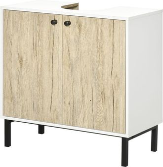 Kleankin Mobile Bagno Sotto Lavabo con Ripiano Interno e 2 Ante in Truciolato