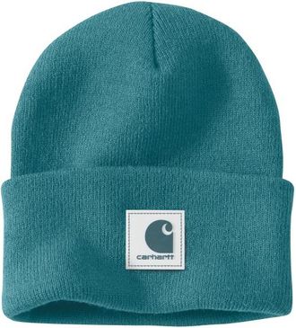 Carhartt Work in Progress Rubber Patch Watch Cap Beanie M&uuml;tze f&uuml;r Herren | t&uuml;rkis