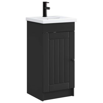 vidaXL Vanidad De Ba&ntilde;o Con Lavabo Negro 42 X 40 X 84,5 Cm Vidaxl