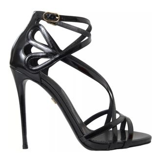 Dolce & Gabbana High Heel Sandals, female, Black, Size: 5 US Black Leather Ankle Strap Heels