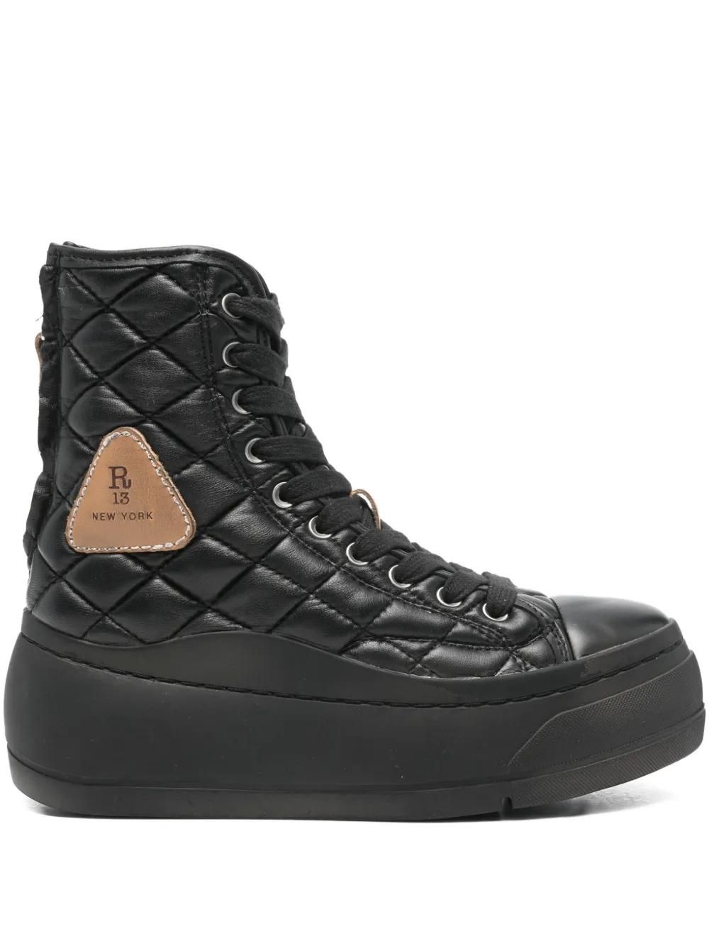 Bottes Femme R13 En Daim Noir - Pointure US 7.5 - Style Combat - Neuf Sans Emballage