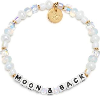Little Words Project Moon & Back Beaded Stretch Bracelet in White at Nordstrom, Size Small