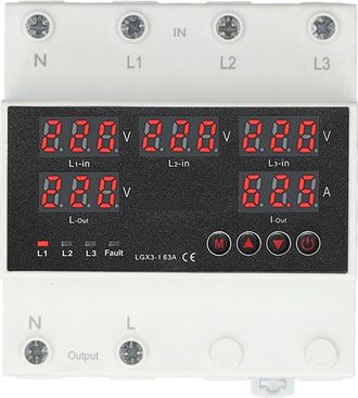 OEM Interruptor De Transferencia Autom&aacute;tico 63a 3p4w Con Pantalla Led, Protector De Voltaje Ajustable Para Inversor/generador Dom&eacute;stico Ac220v (230-300v M