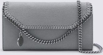 Stella McCartney Stella Mccartney Light Grey Faux Leather Continental Wallet Crossbody Bag