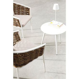 BIZZOTTO Bizzotto - Tavolino ovale Ridley con struttura in alluminio per esterno e giardino, resistente -Bianco / Ø50 x 48 cm