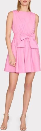 Milly Draped Sleeveless Stretch Cotton Poplin Minidress in Pink at Nordstrom, Size 10