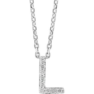 Effy Sterling Silver Pav&eacute; Diamond Initial Pendant Necklace - 0.14 ctw. in White-L at Nordstrom Rack
