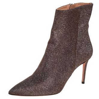 Aquazzura Brown Lurex Fabric Ankle Boots