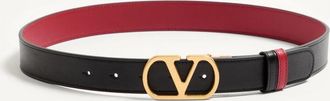 Valentino Garavani Cintura reversibile VLogo Signature in Vitello lucido 30 Mm Donna NERO/ROSSO 065