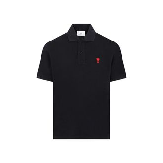 Ami Black Shirt Collar Polo